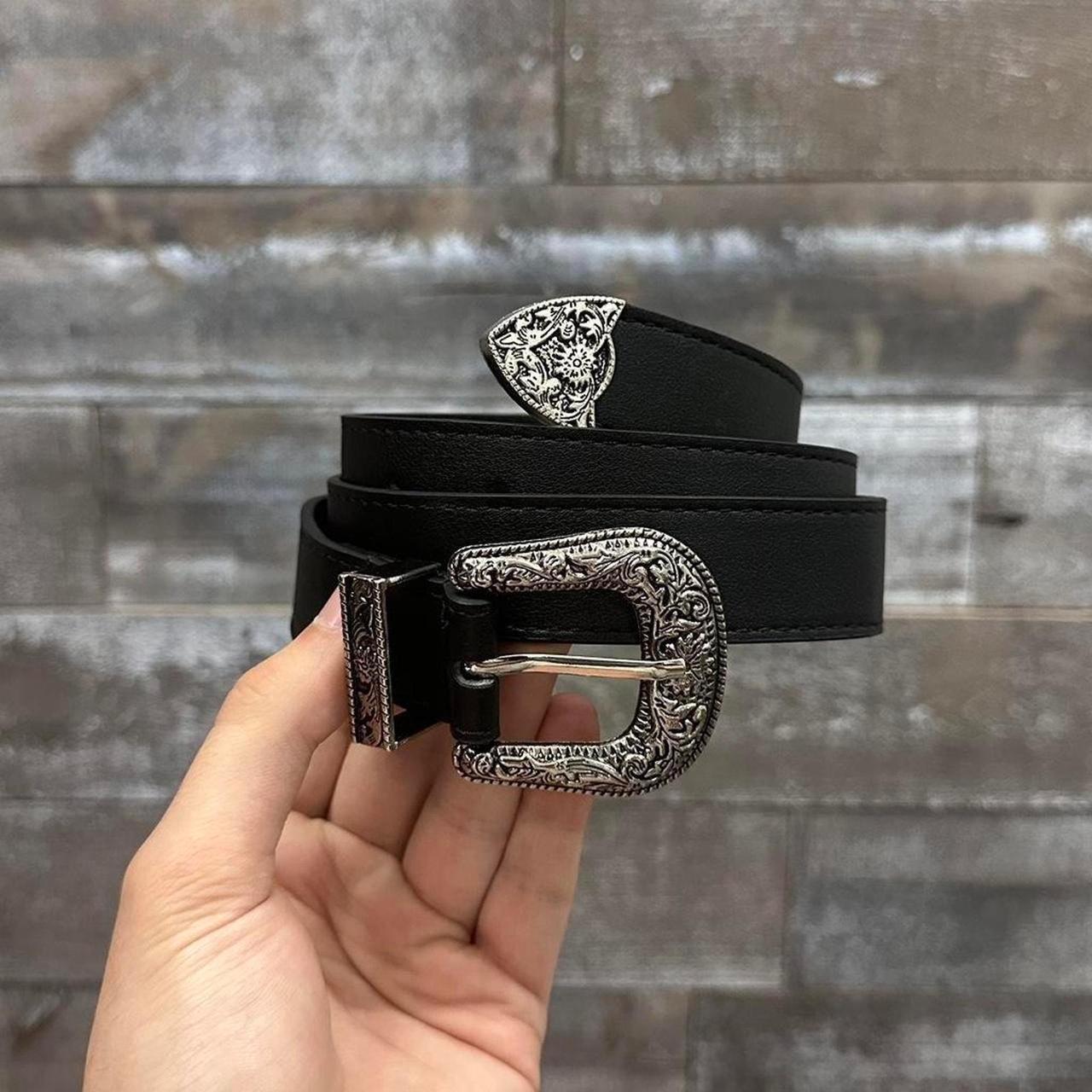 Vintage Black Silver Metallic Retro Belt