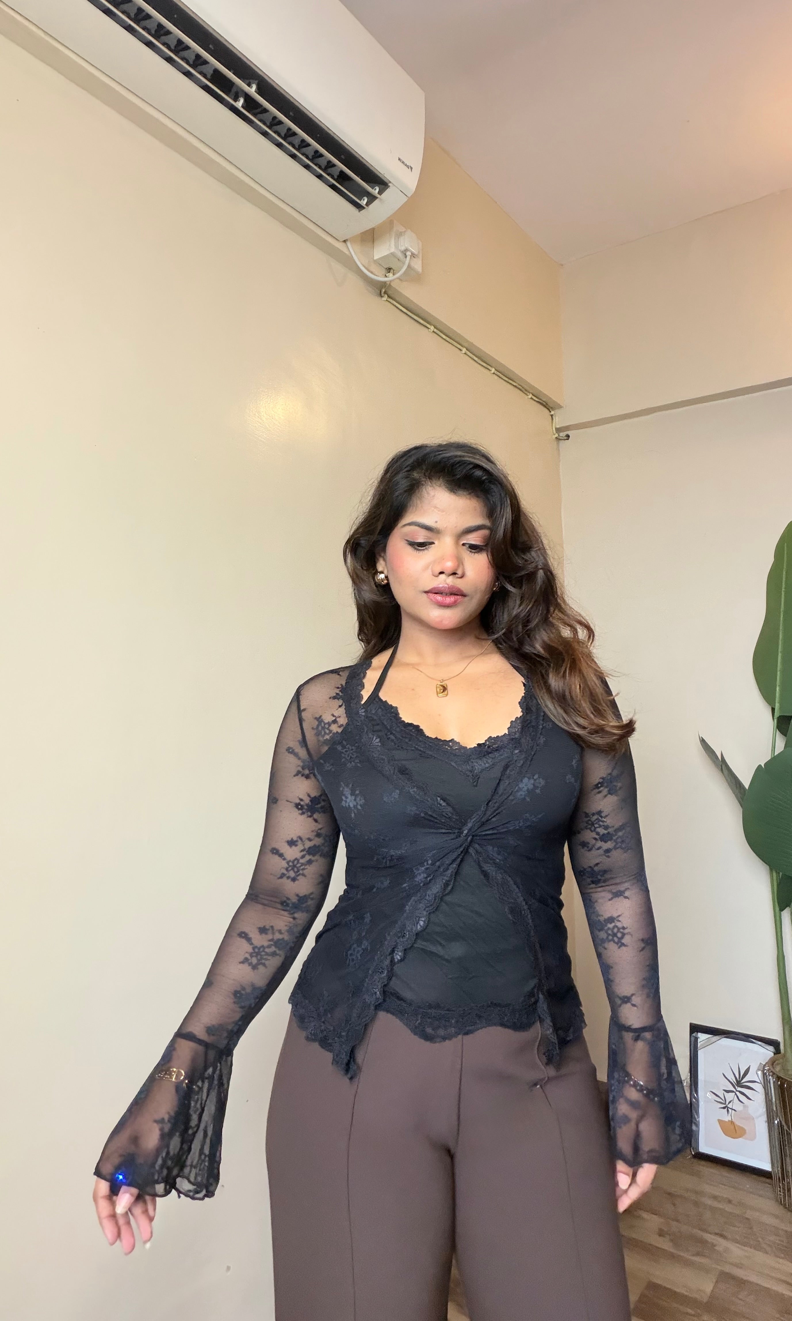 Lacey Fitted Mesh Top