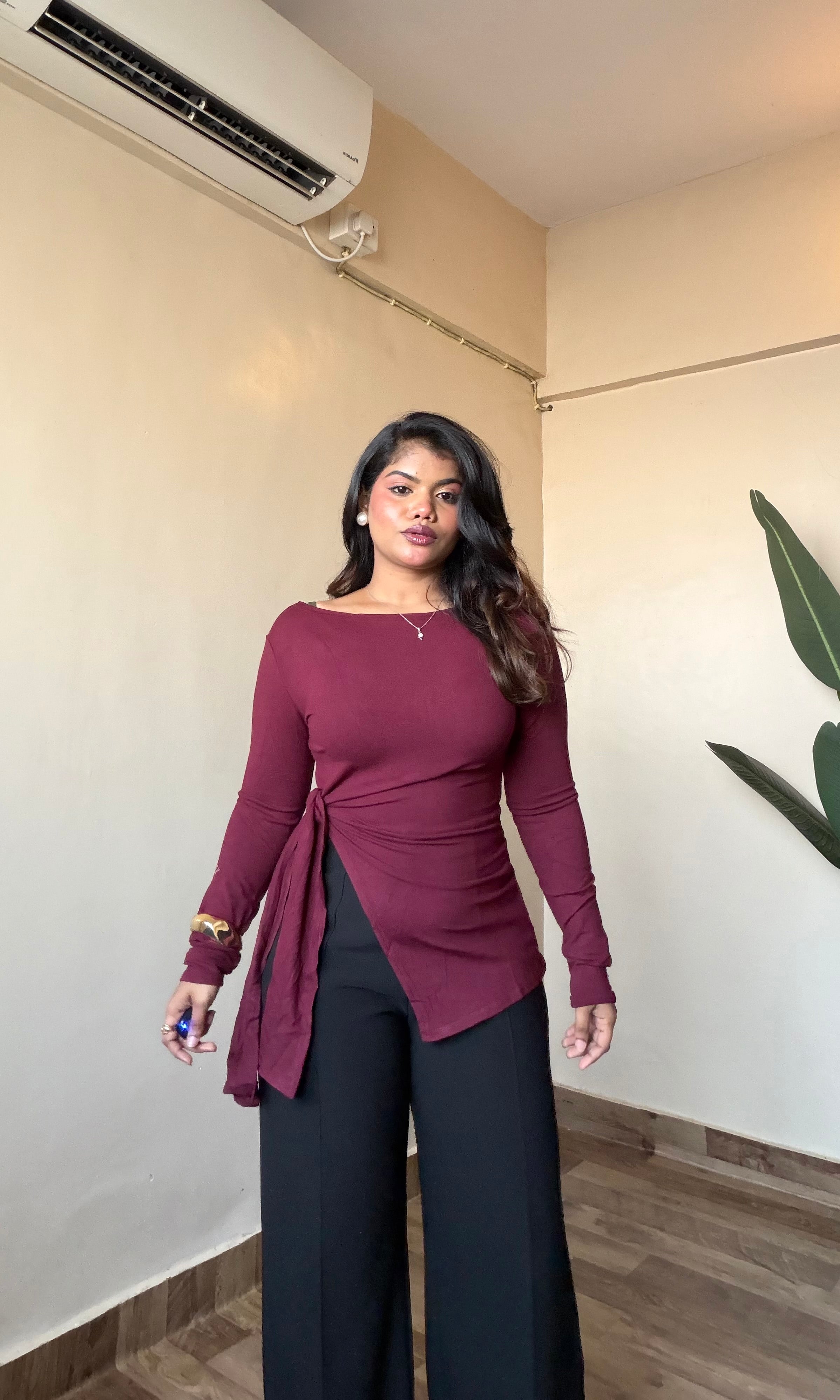 Asymmetric Side Tie-Up Top #9923