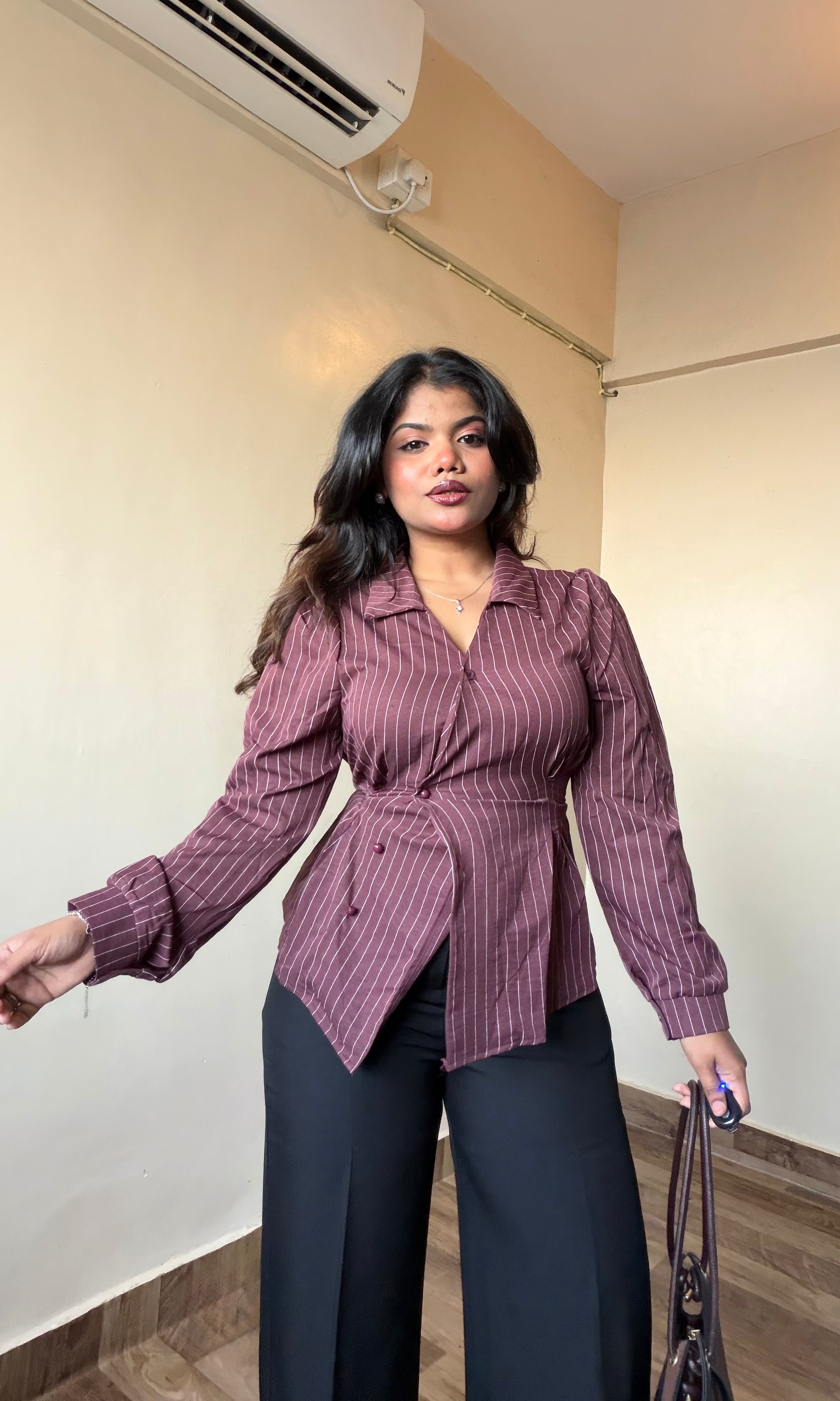 Structured Striped Fitted Shirt