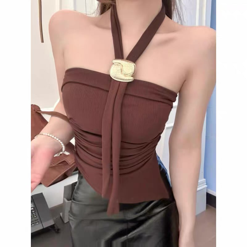 Asymmetric Tube In-Built Bra Top With Scarf