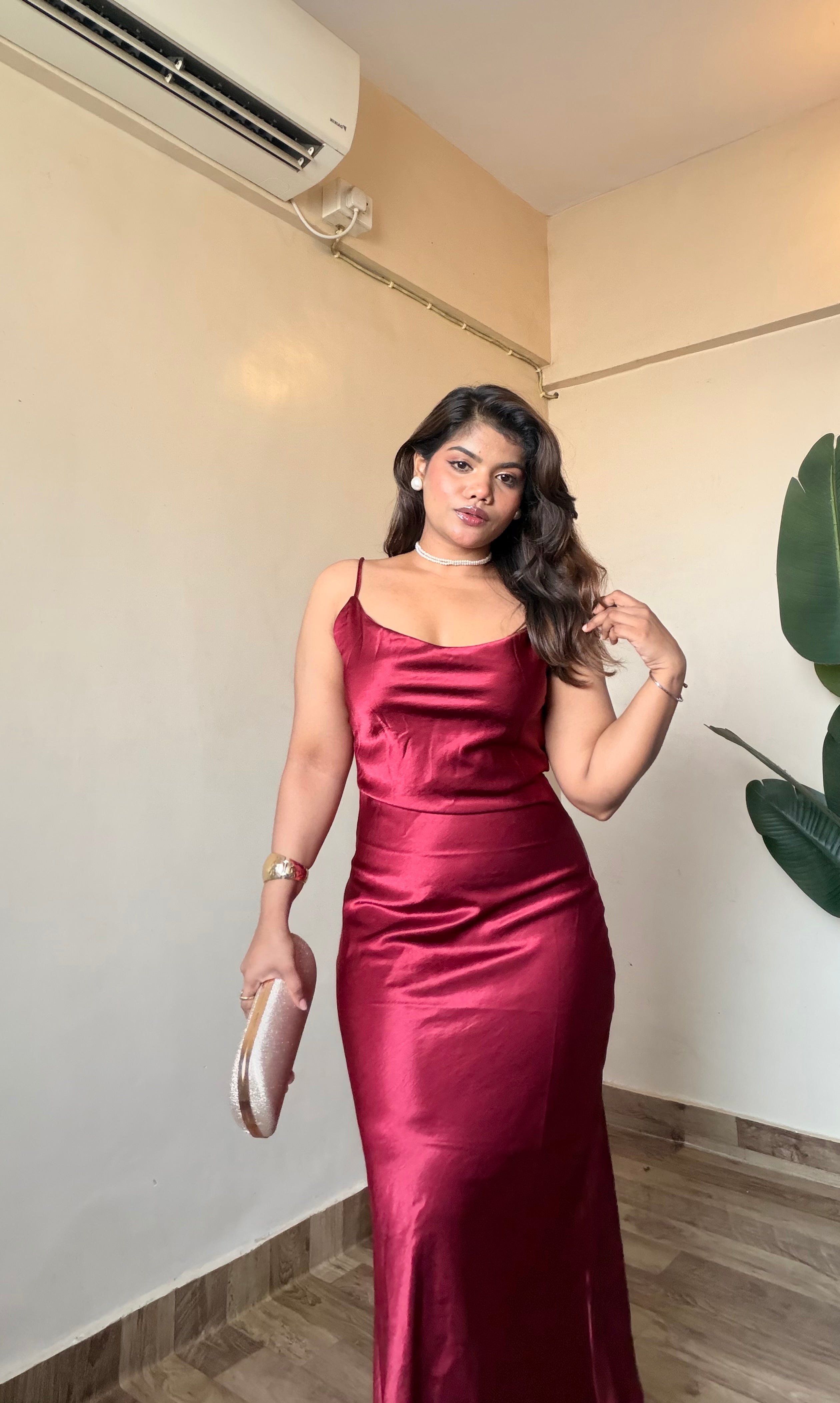 Red Satin Slip Dress
