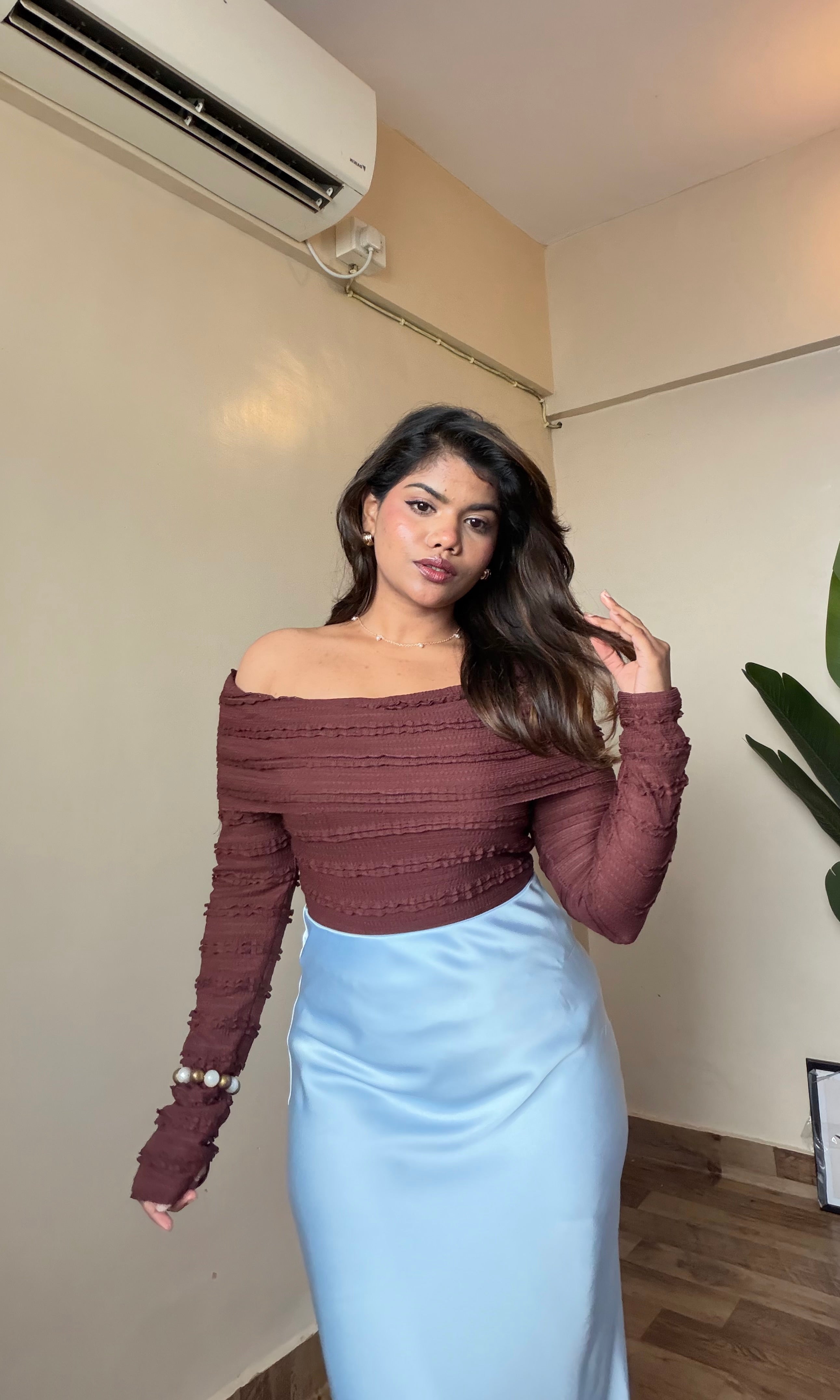 Ruffle Detailing Off-Shoulder Top