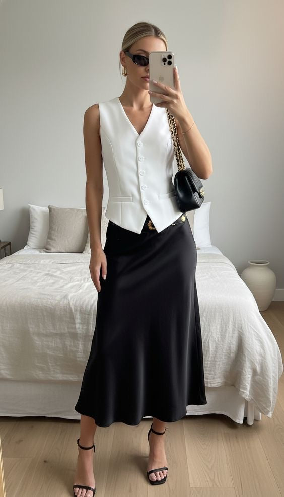 Premium Black Satin Skirt