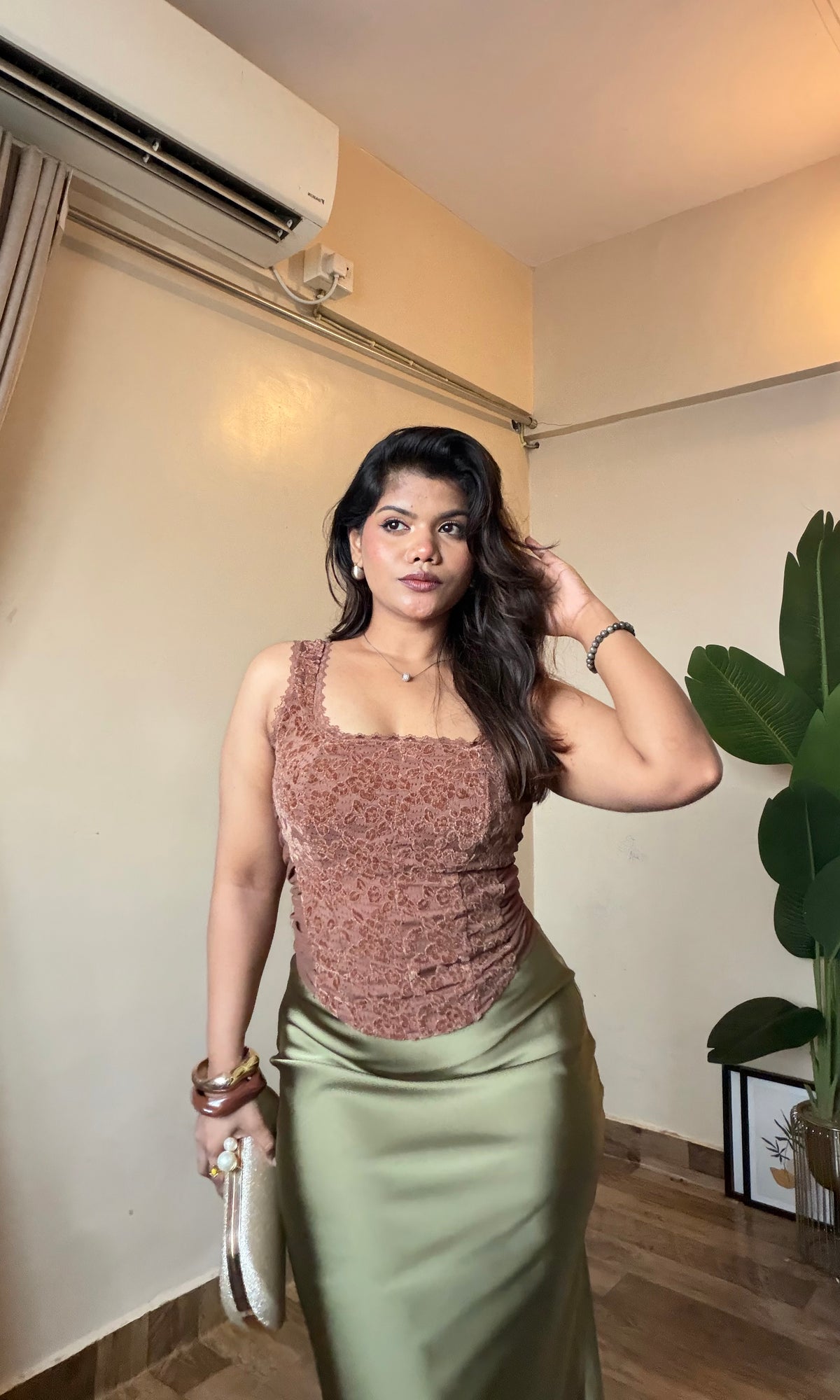Brown Velvet Work Corset Top