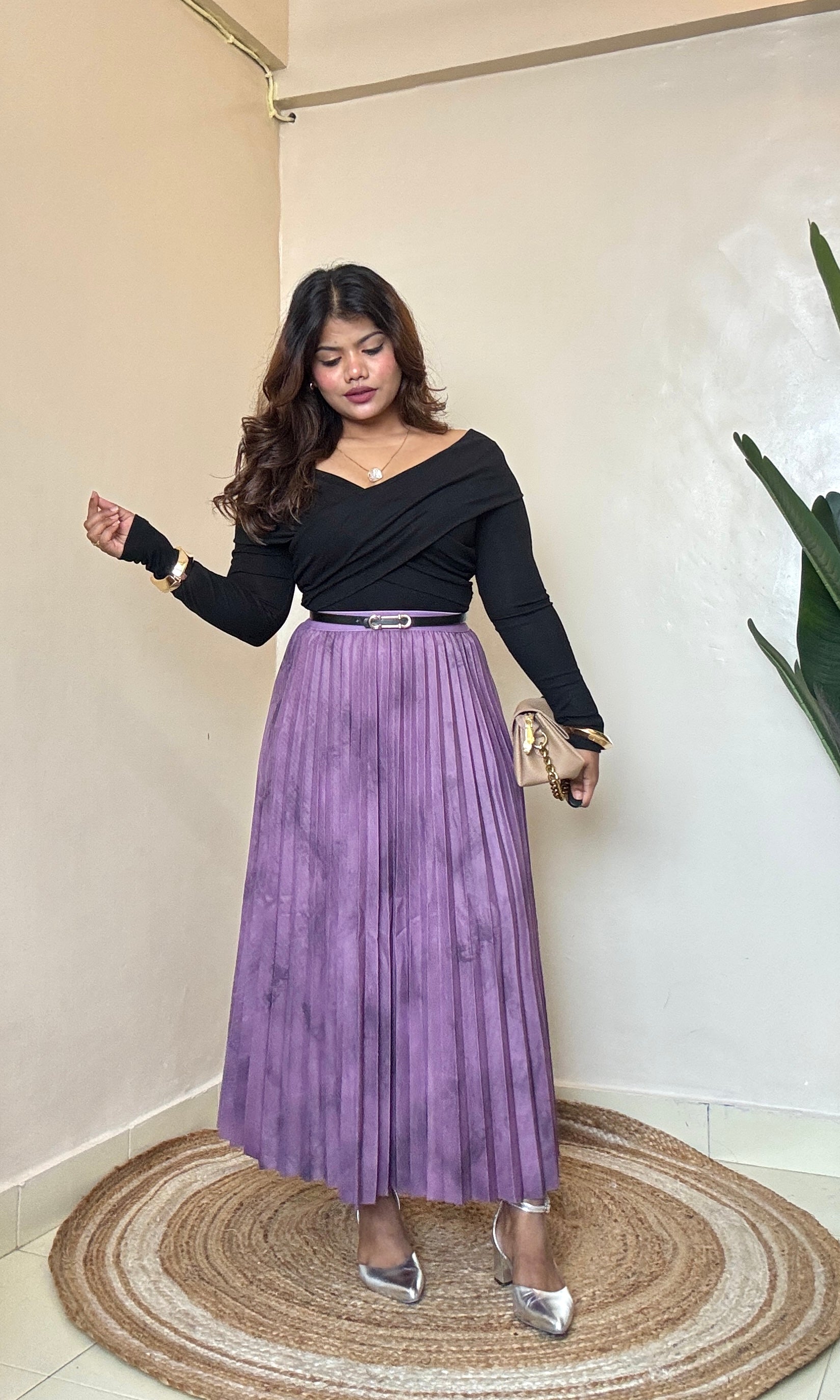 Purple Pleated Skirt
