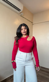 Solid Cut-Out Fitted Top #9856
