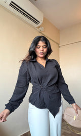 Wrap Shirt With Silver Metallic Design