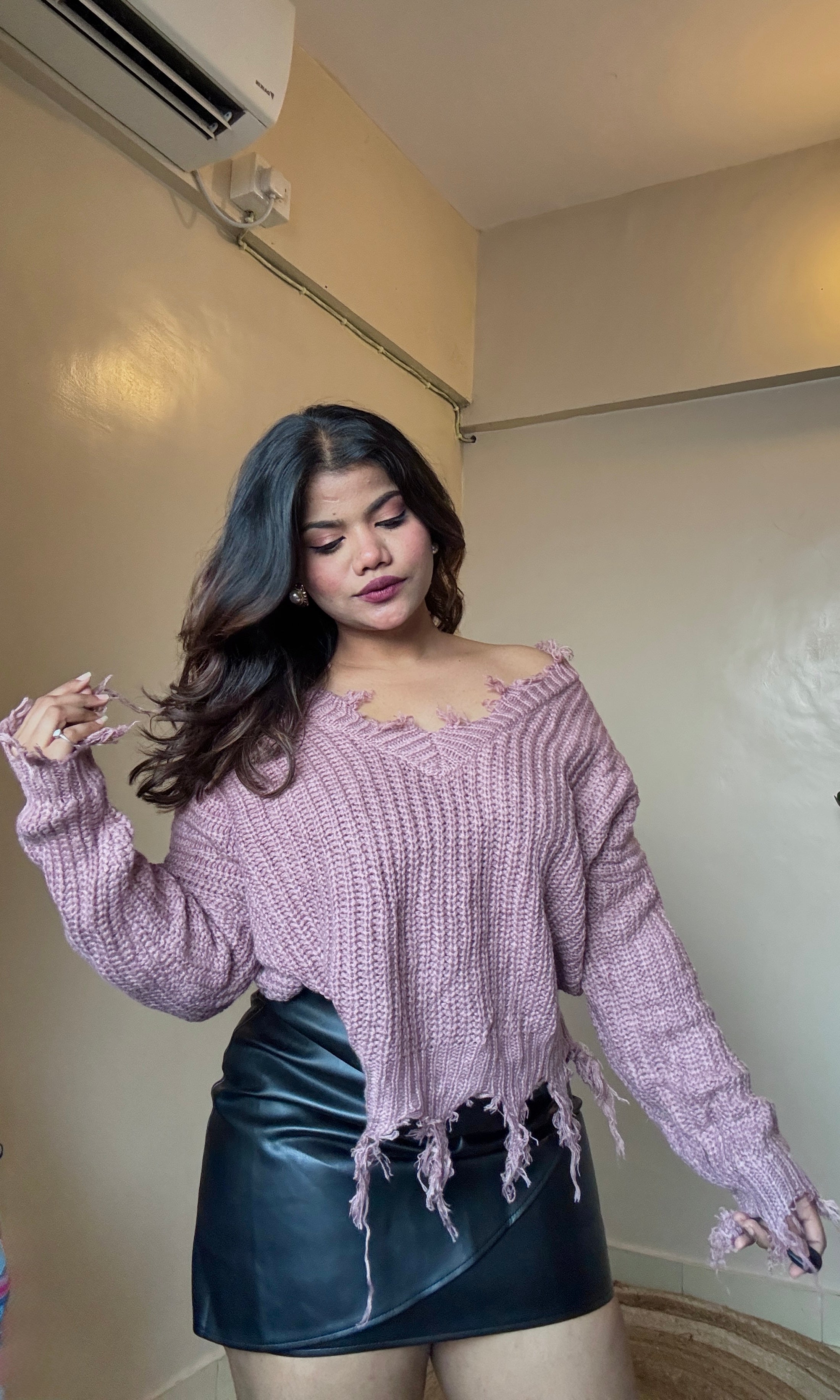 Mauve Pink Knit Pullover