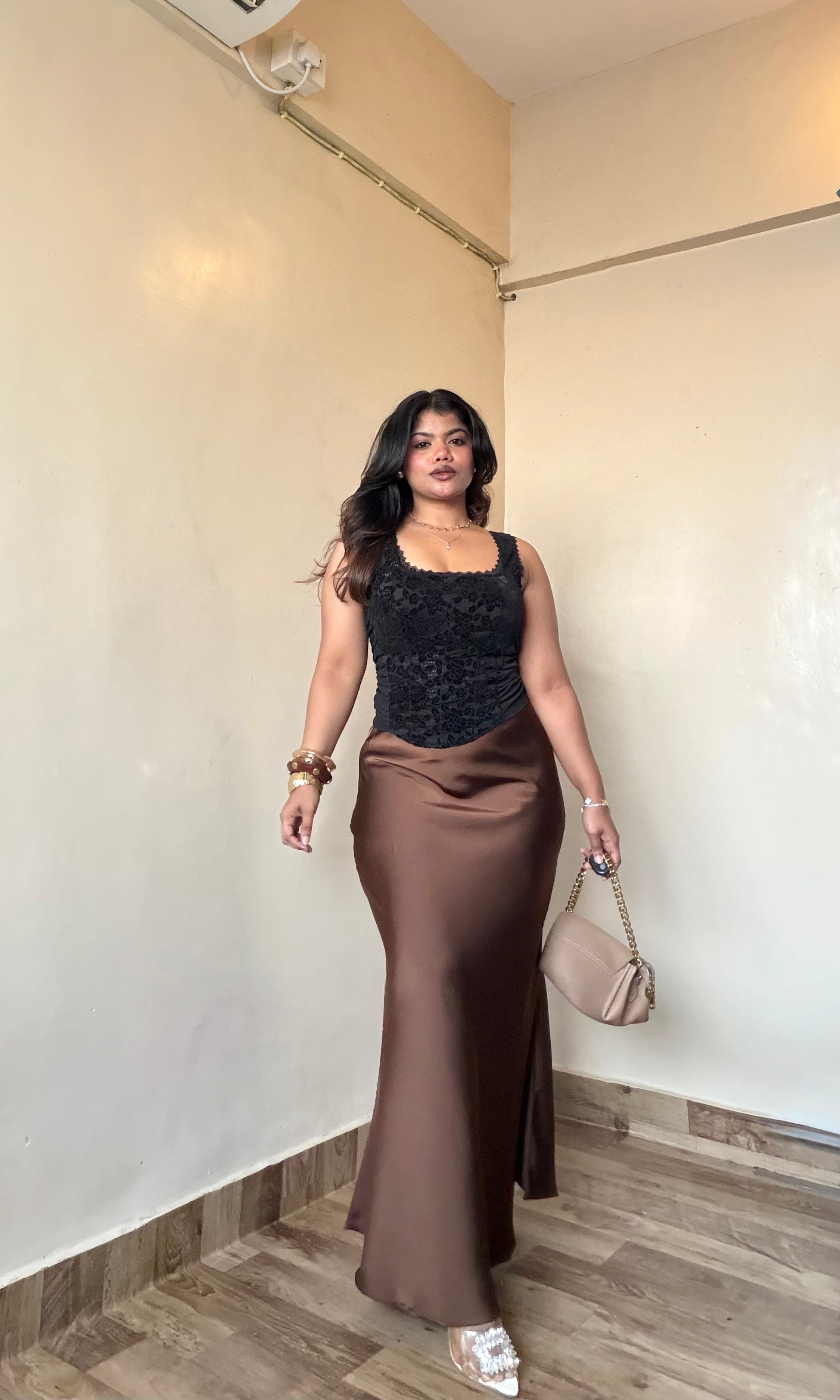 Bestseller Premium Brown Satin Skirt