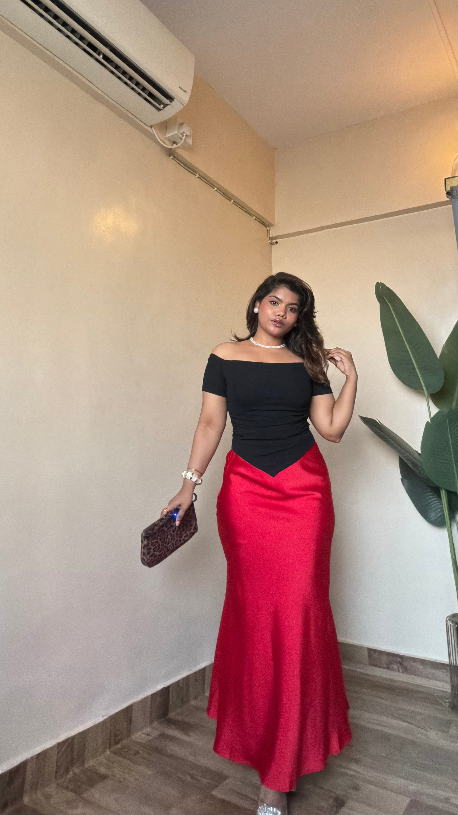 Premium Red Satin Skirt