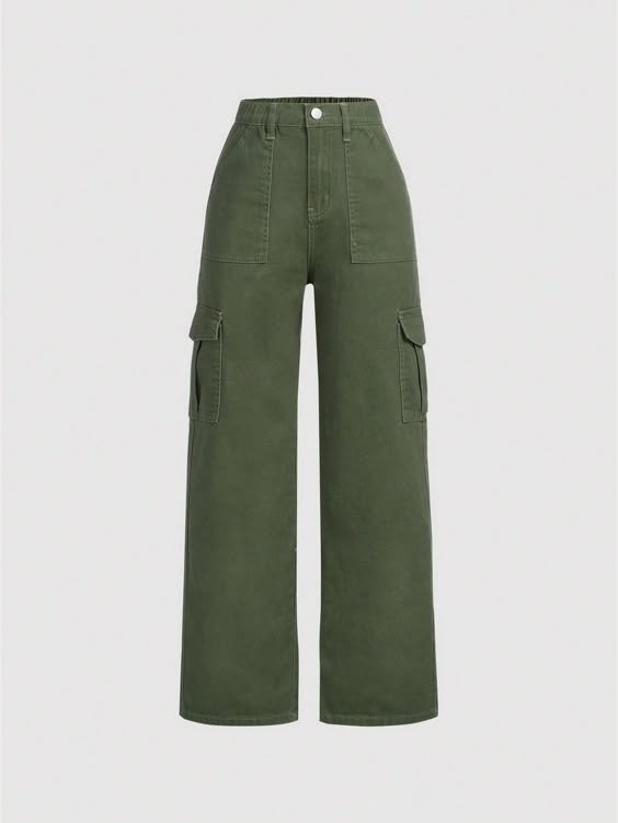 Highwaist Olive Green Cargo Denim