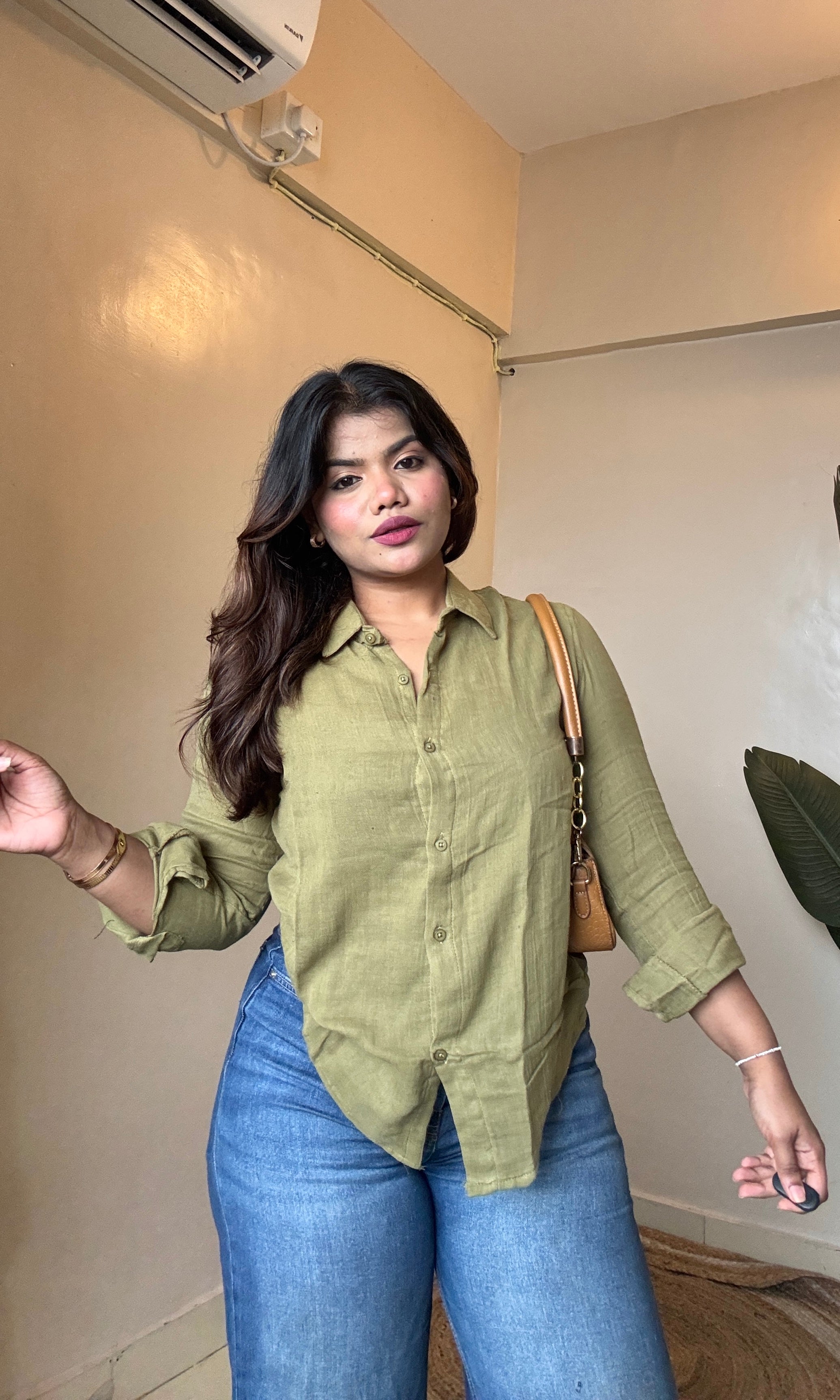 Light Olive Green Cotton Mulmul Shirt