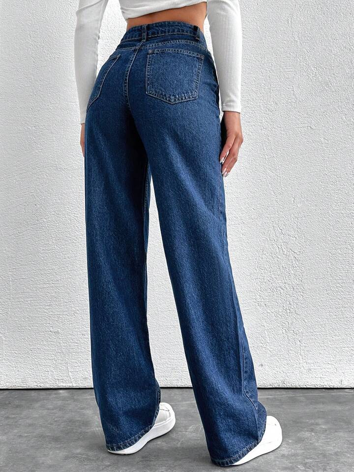 Stone Blue High Waist Wide Leg Jeans