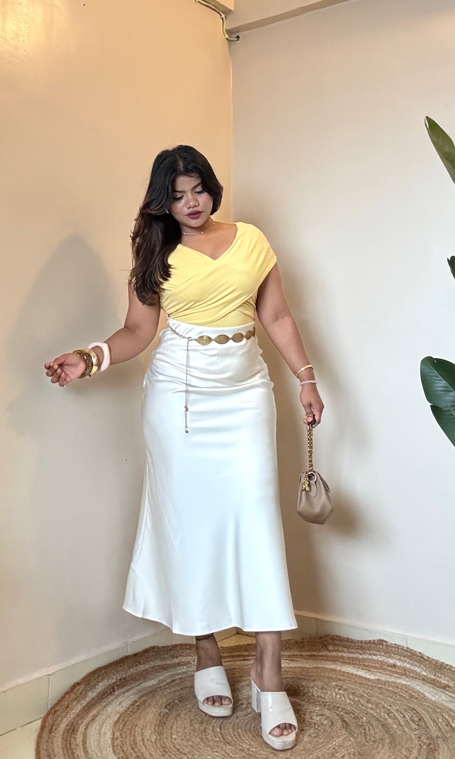 Premium Ivory Satin Skirt