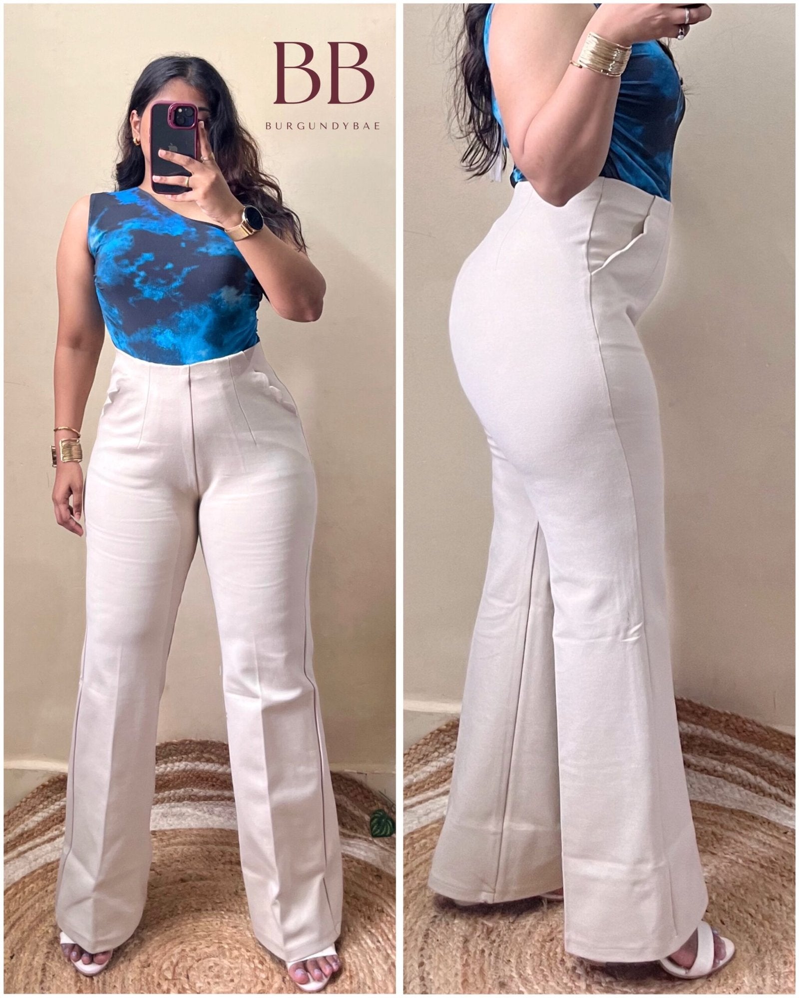 Beige High Waist Flared Pant✨