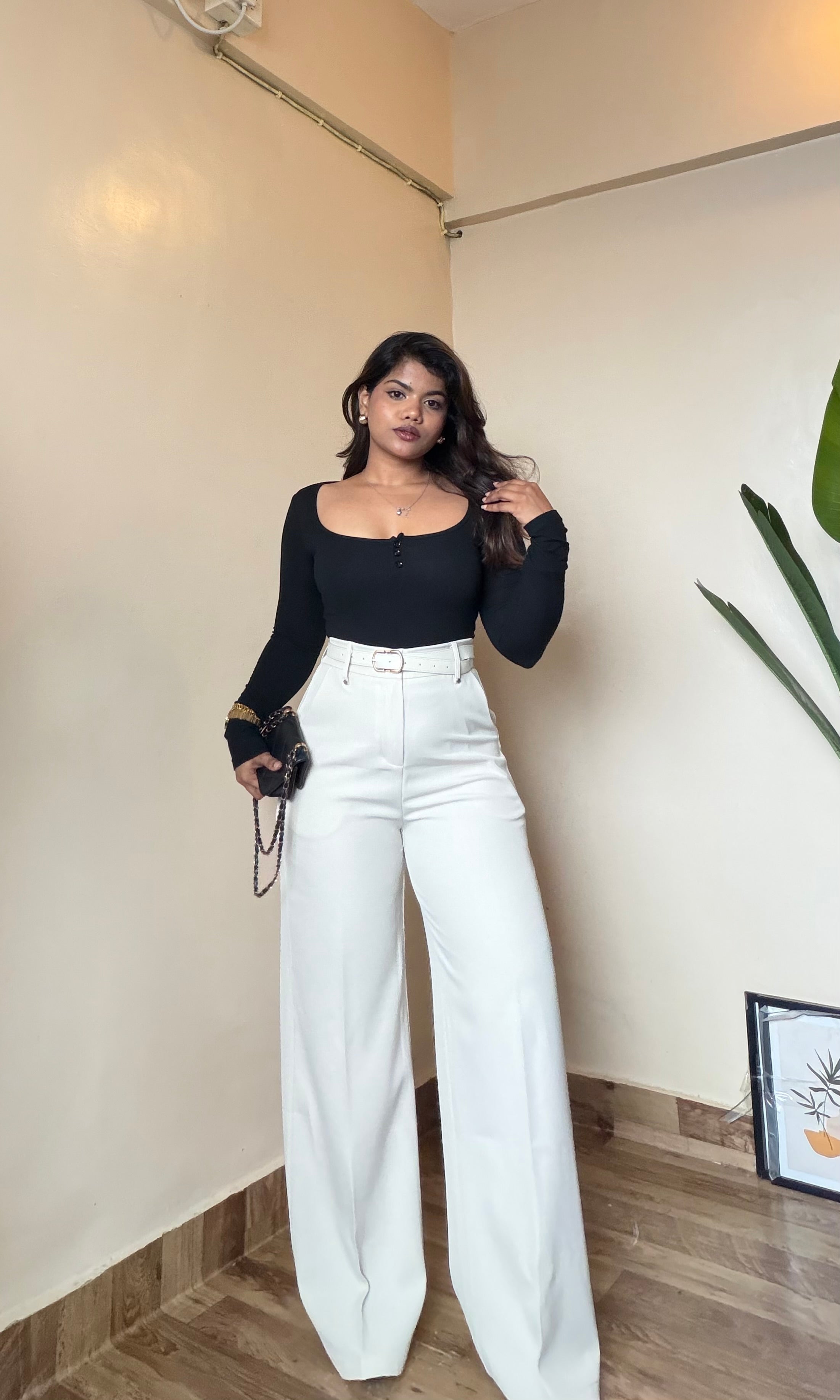 Cream Ivory Wide Leg Trouser