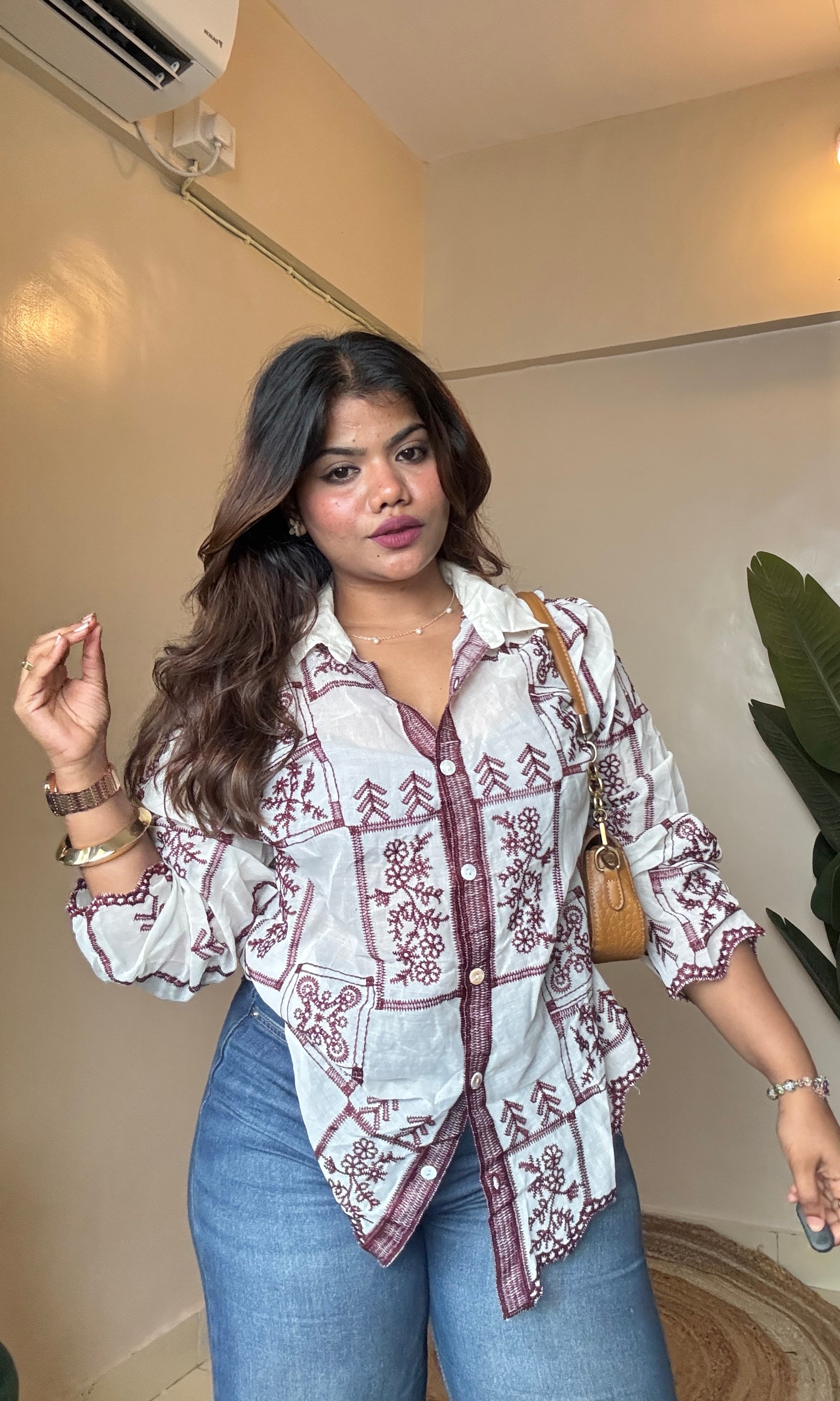 Floral Embroidery Shirt