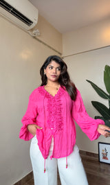 Cotton Mulmul Ruffle Detailing Top