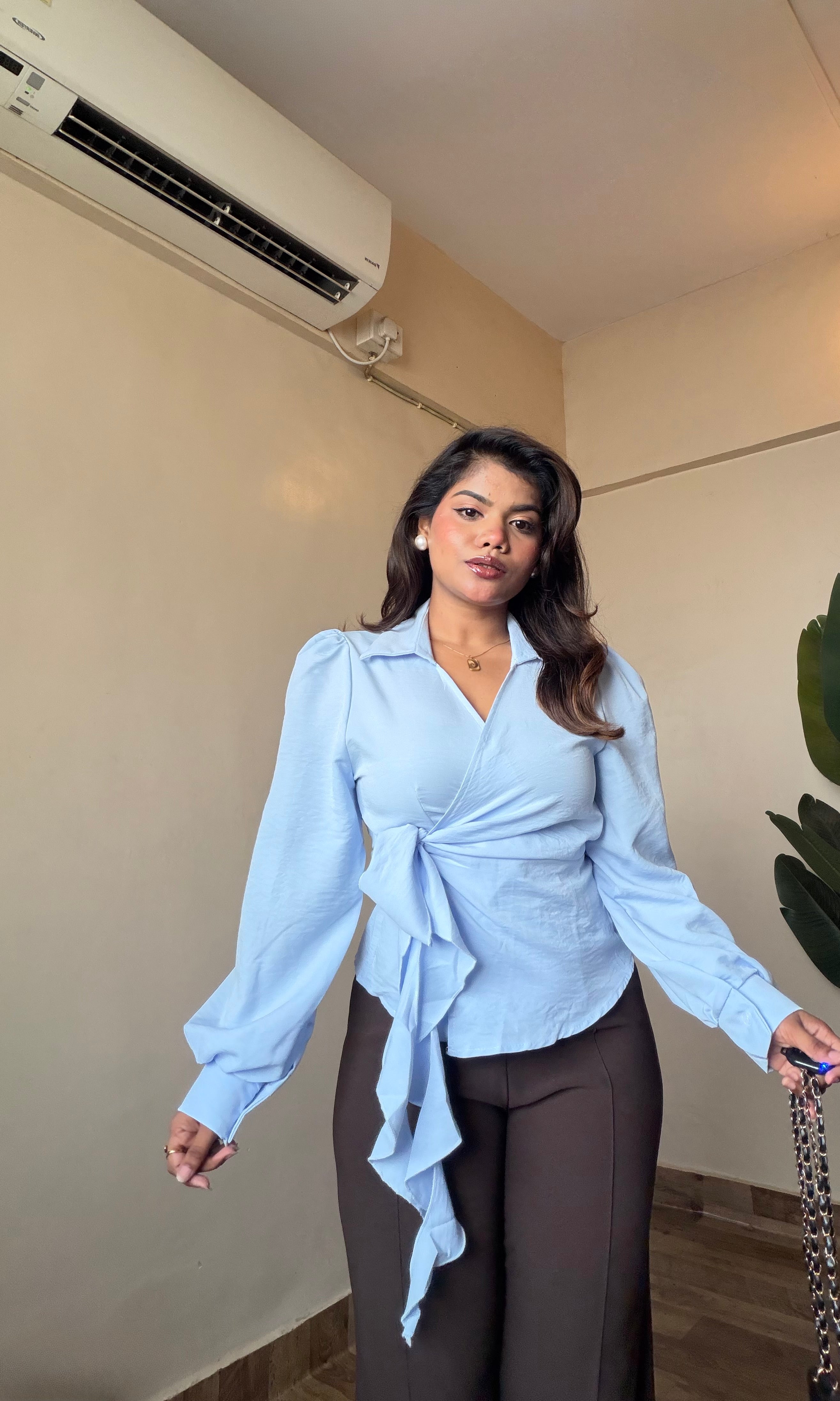 Ruffle Tie-Up Snatched Shirt