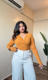 Overlap Wrap Body-fitted Top #9860