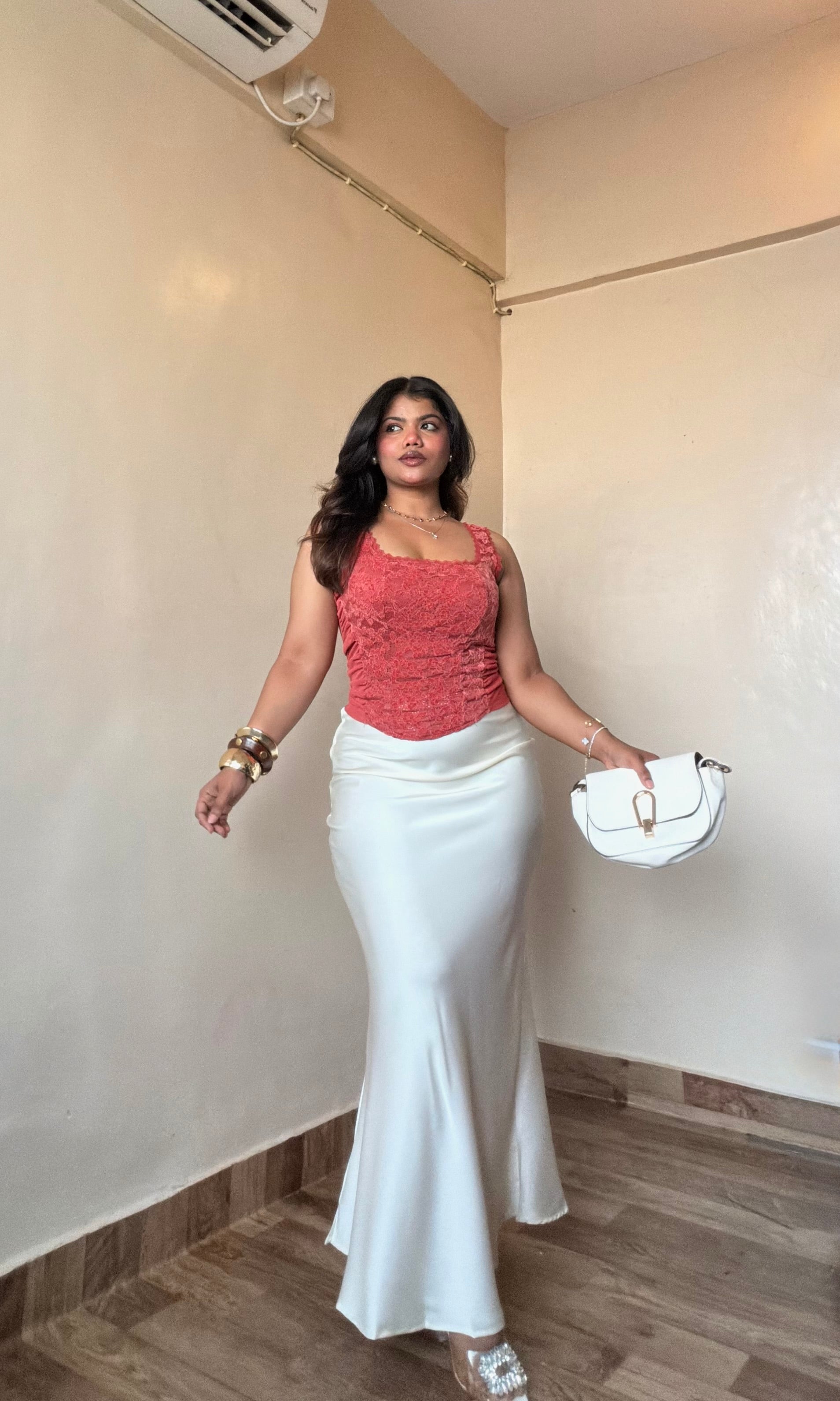 Premium Ivory Satin Skirt