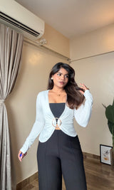 Draped Monochromatic Metallic DetailTop