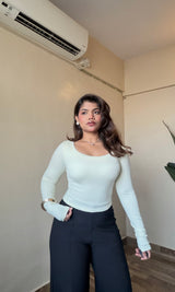 Round Neck Backless Crossover In-Built Padded Top
