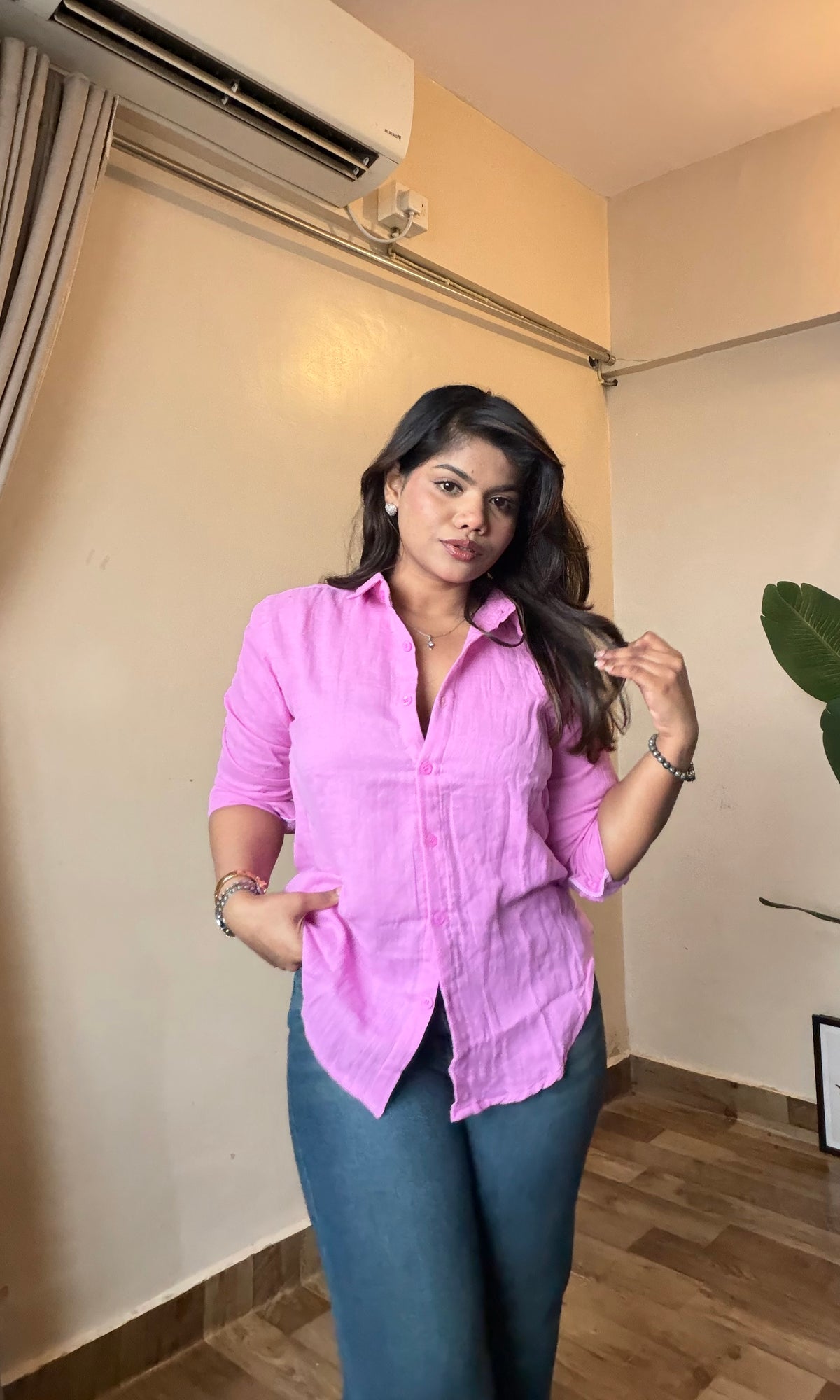 Lavender Pink Cotton Mulmul Shirt