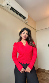 V Neck Lacework Top