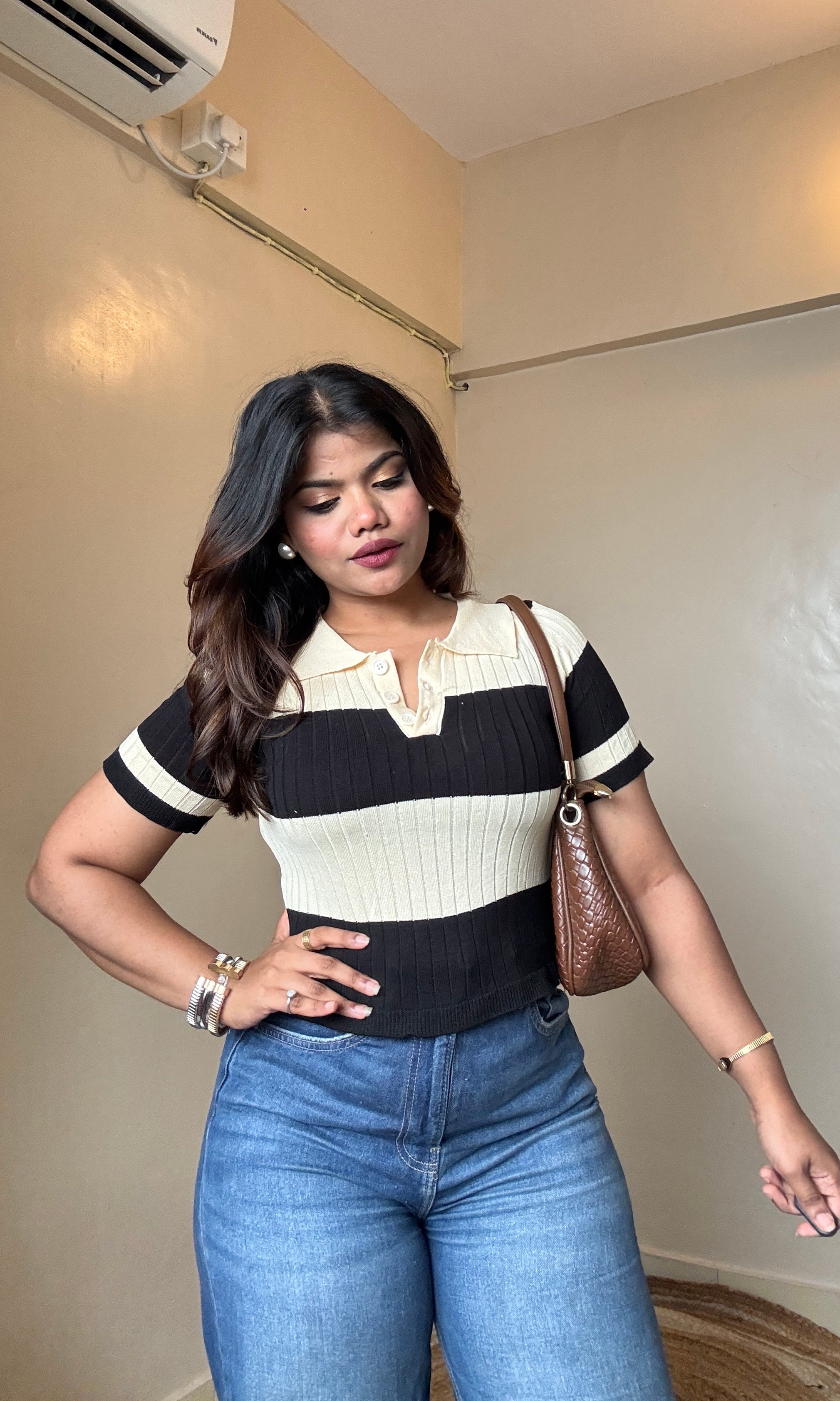 Collar Ribbed T-Shirt
