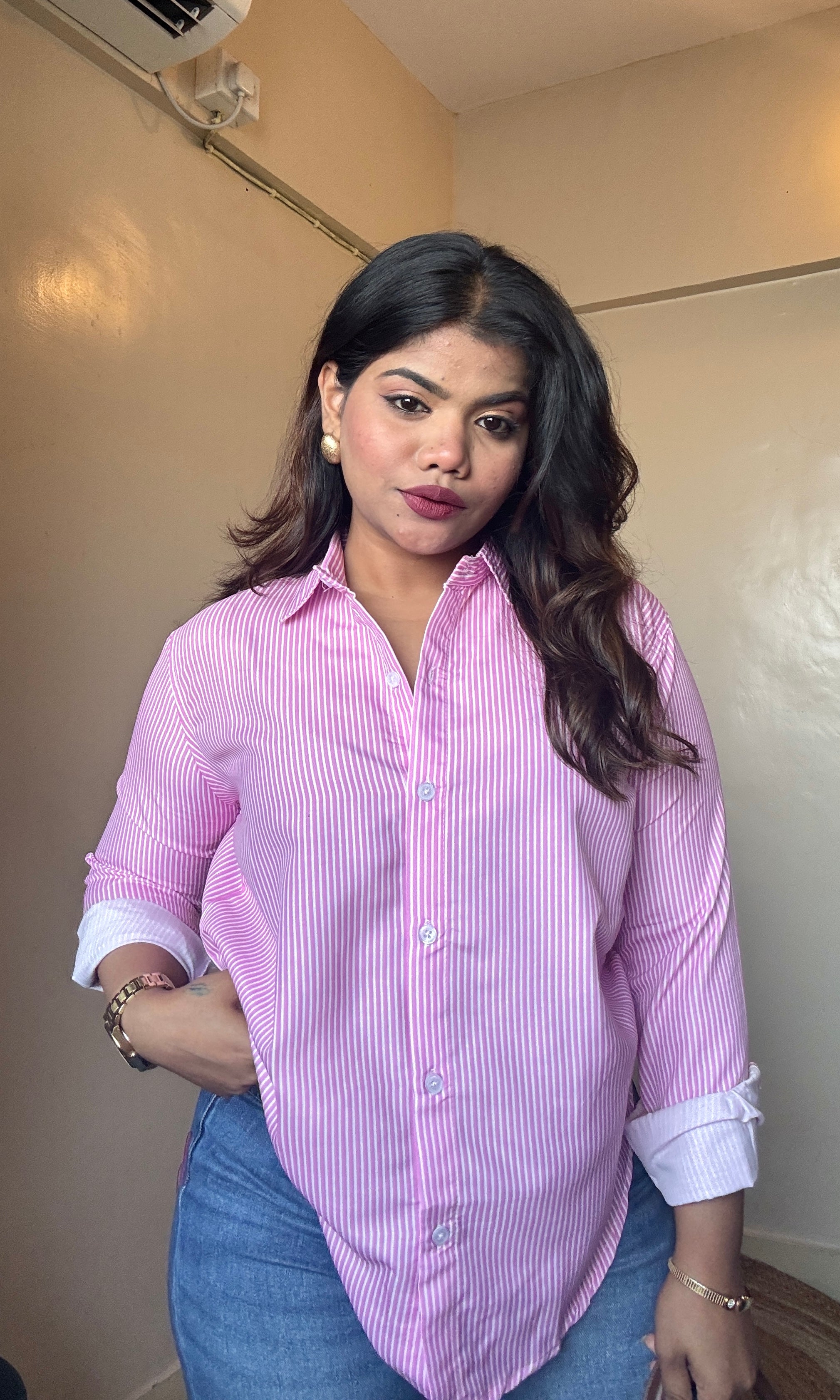 Pink Stripe Linen Shirt