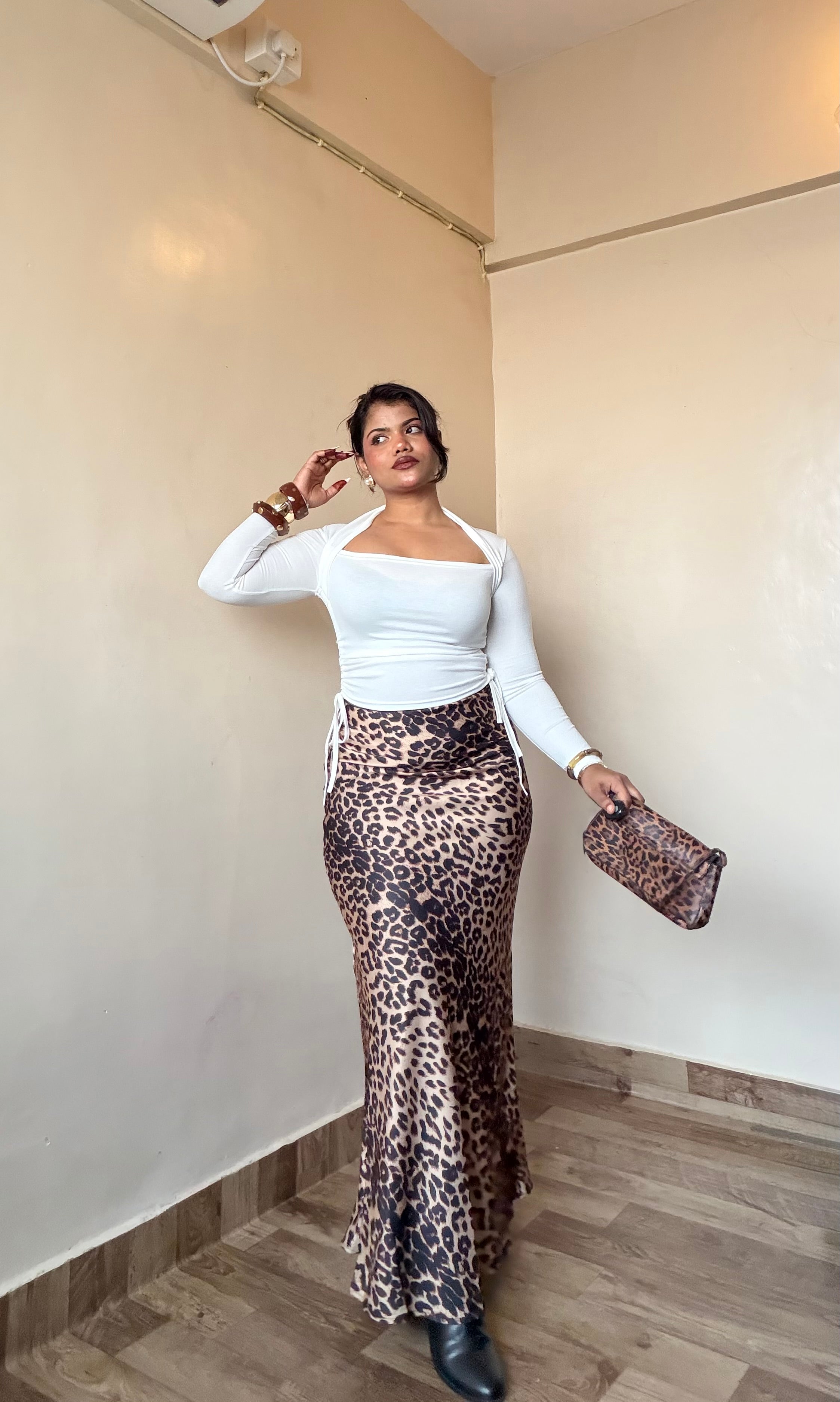 Premium Cheetah Print Satin Skirt