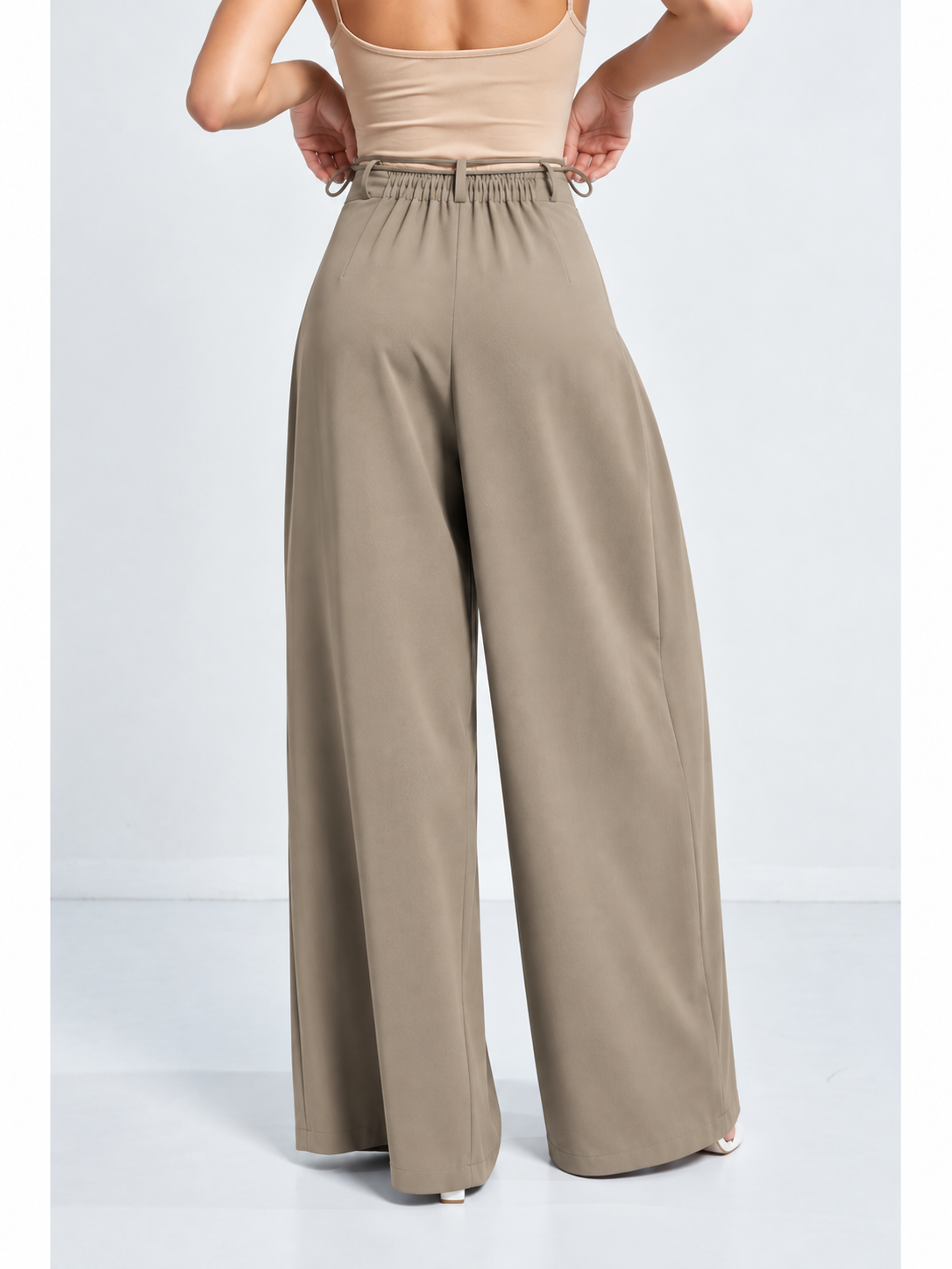 Pleated Knot Detailing High Waist Trouser