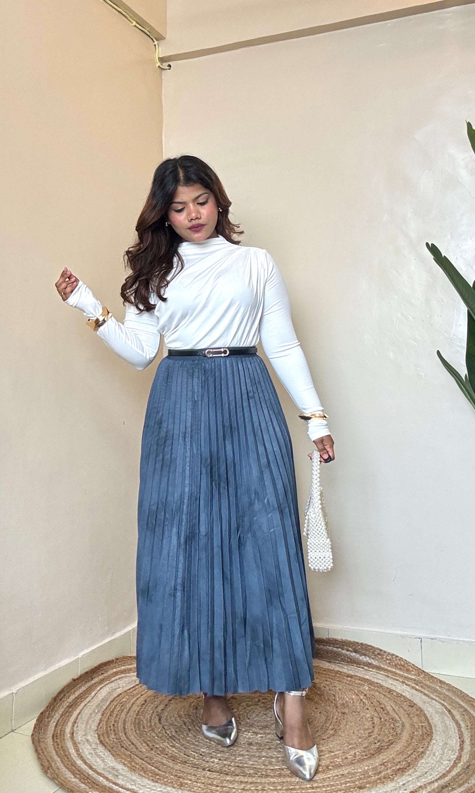 Grey Pleated Skirt