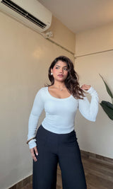 Round Neck Backless Crossover In-Built Padded Top