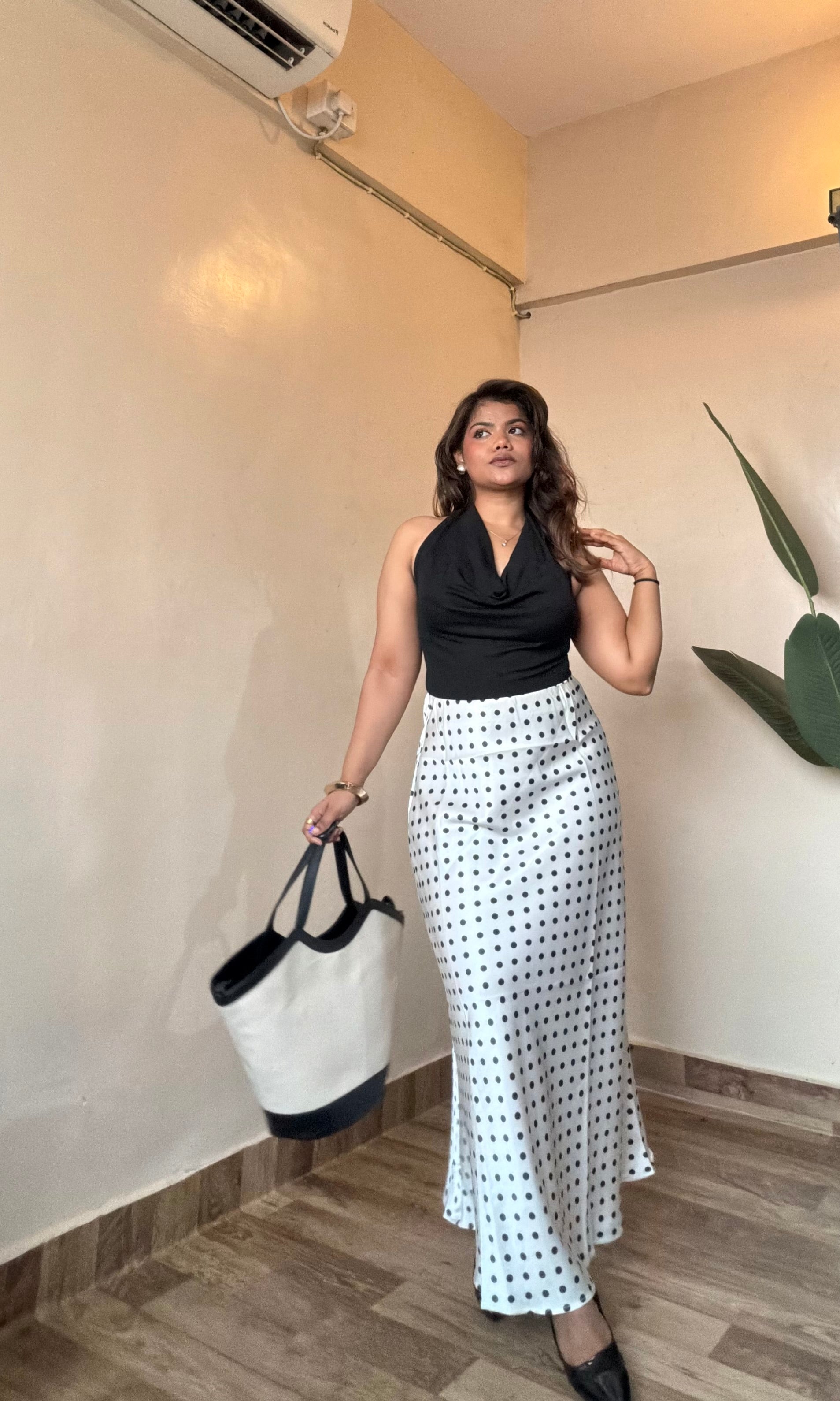 Premium Polka Dot Satin Skirt