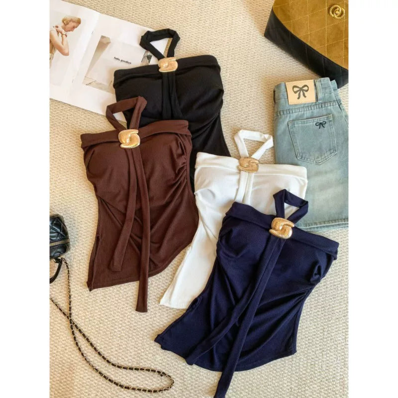 Asymmetric Tube In-Built Bra Top With Scarf