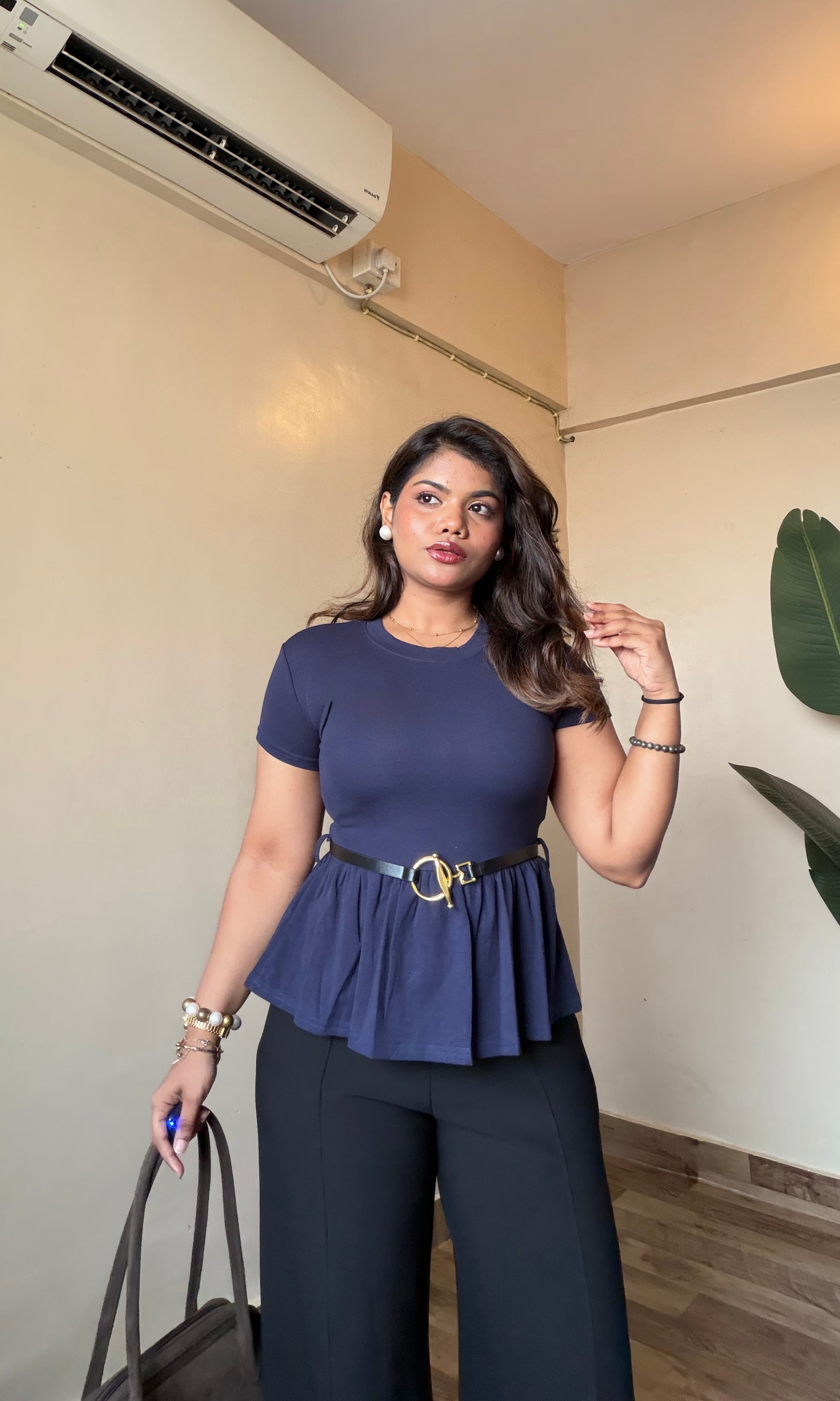 Peplum Style Top With Belt