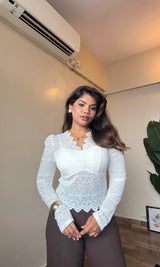 V Neck Lacework Top