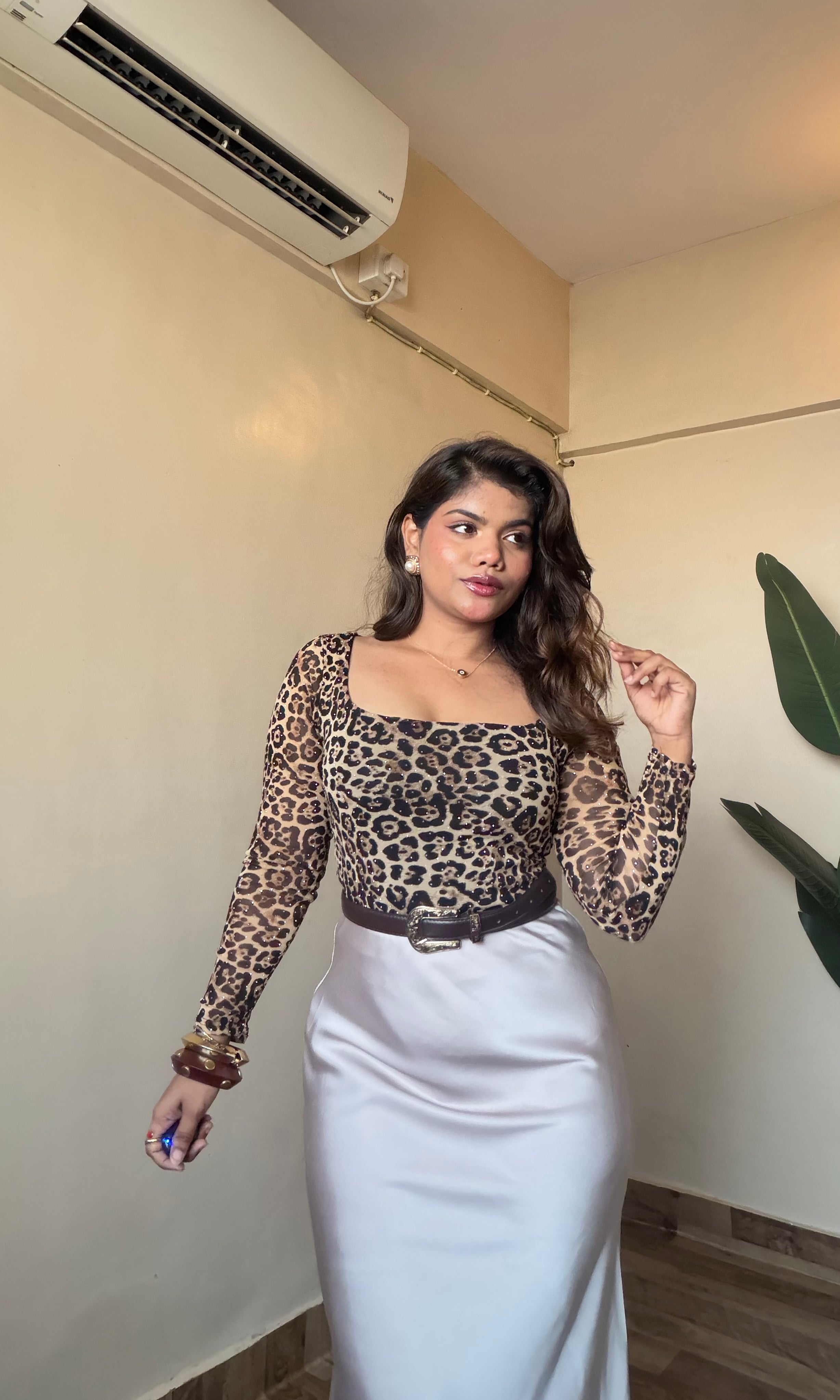 Cheetah Print Rhinestone Work Bodysuit