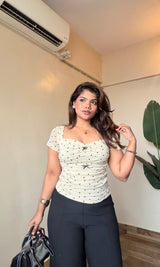 Polka Dot Sweetheart Neck Top