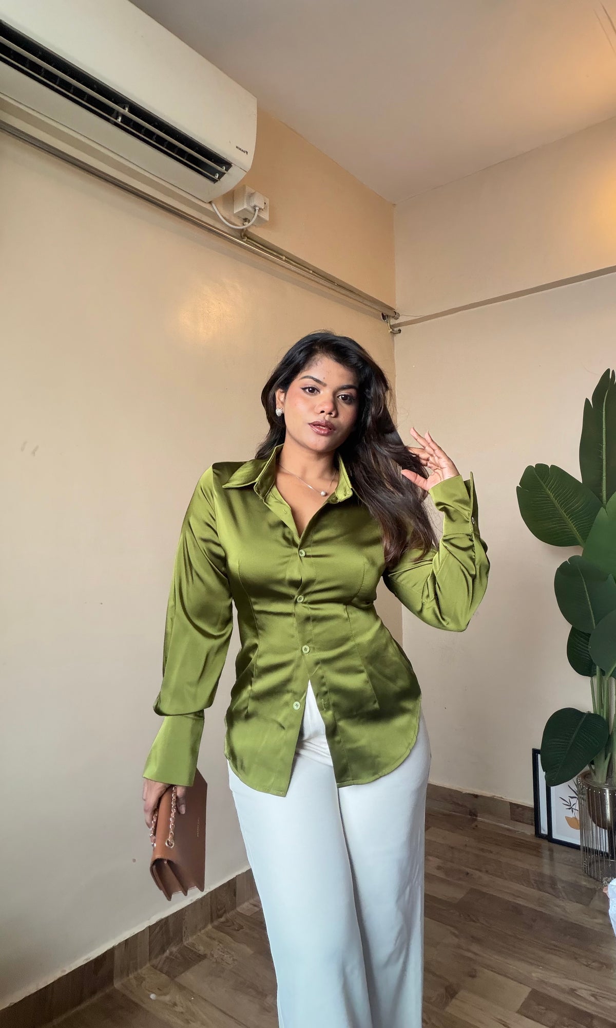 Premium Satin Corset Back Shirt