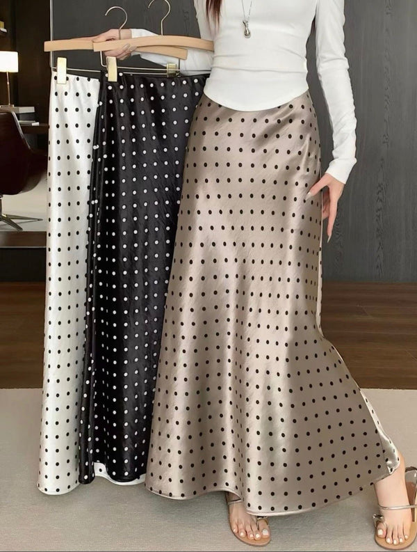 Premium Polka Dot Satin Skirt