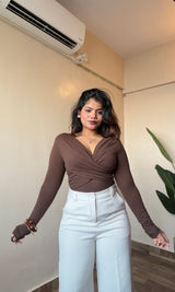 Overlap Wrap Body-fitted Top #9860