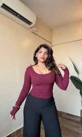 Round Neck Backless Crossover In-Built Padded Top