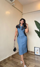 Denim waist illusion Dress