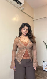 Lacey Fitted Mesh Top