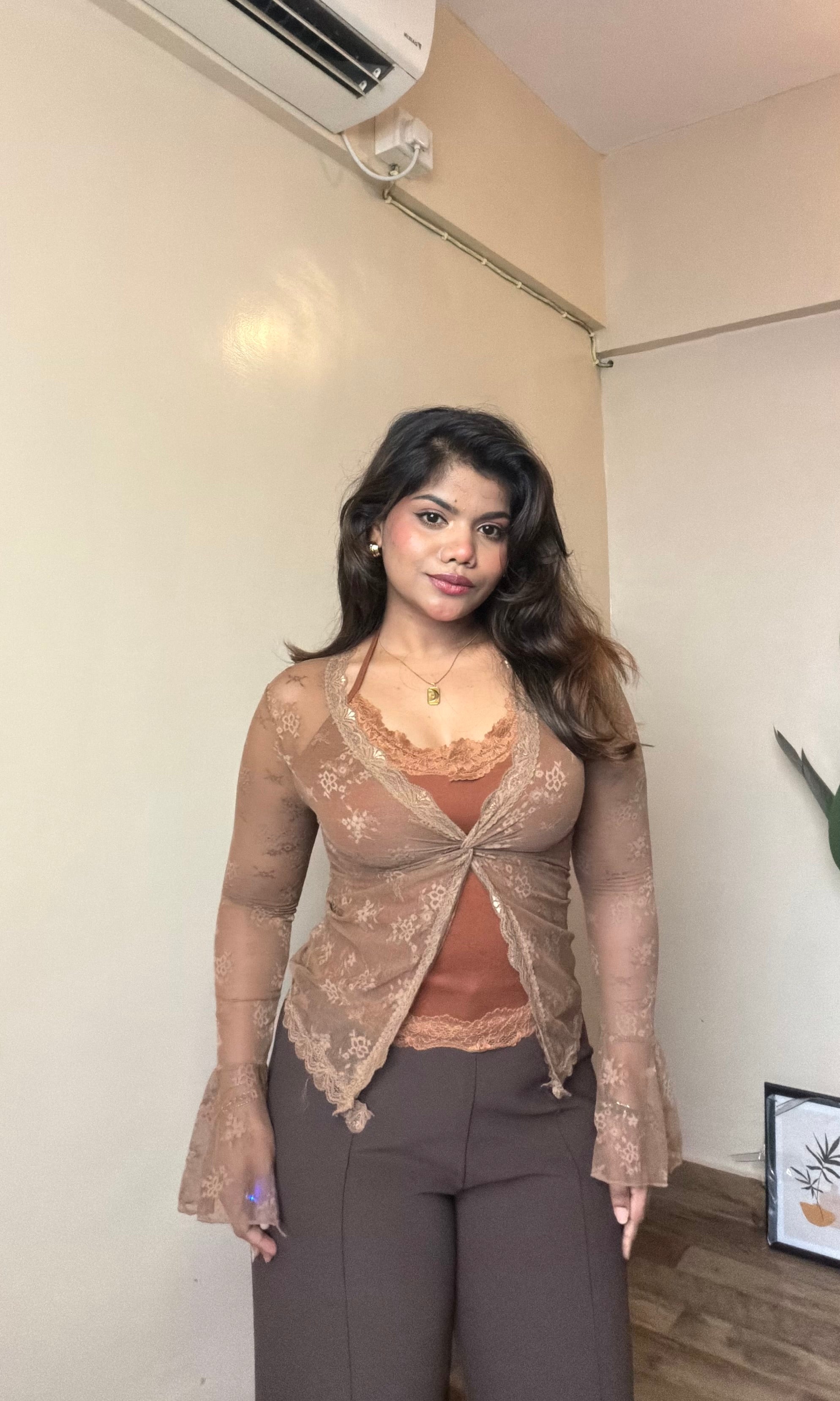 Lacey Fitted Mesh Top