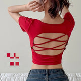 Backless Square Neck In-Built Bra Top